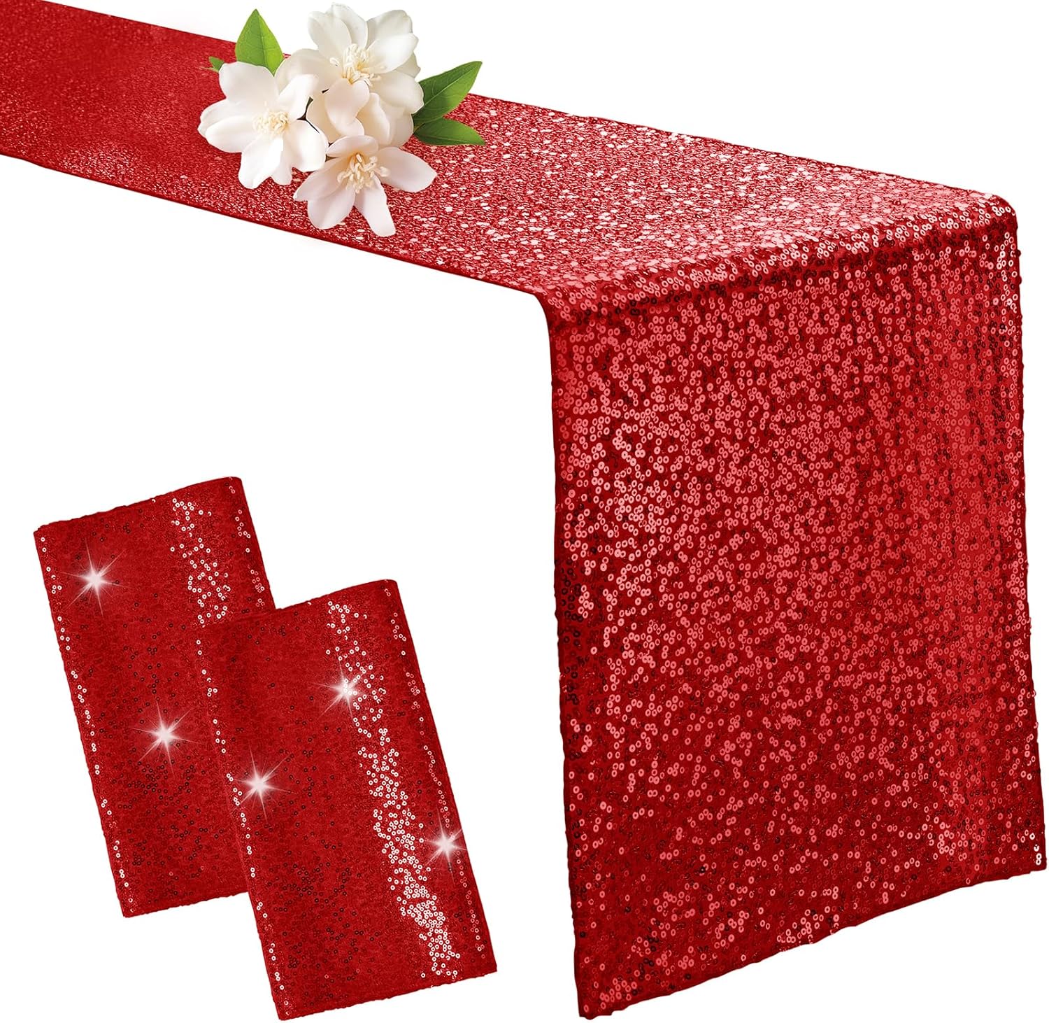 Aormenzy 12 Pack Silver Sequin Table Runner 12" x 72", Glitter Sparkle Sequin Runners for Birthday Party Wedding Banquet & Baby Shower, Party Table Decorations Supplies