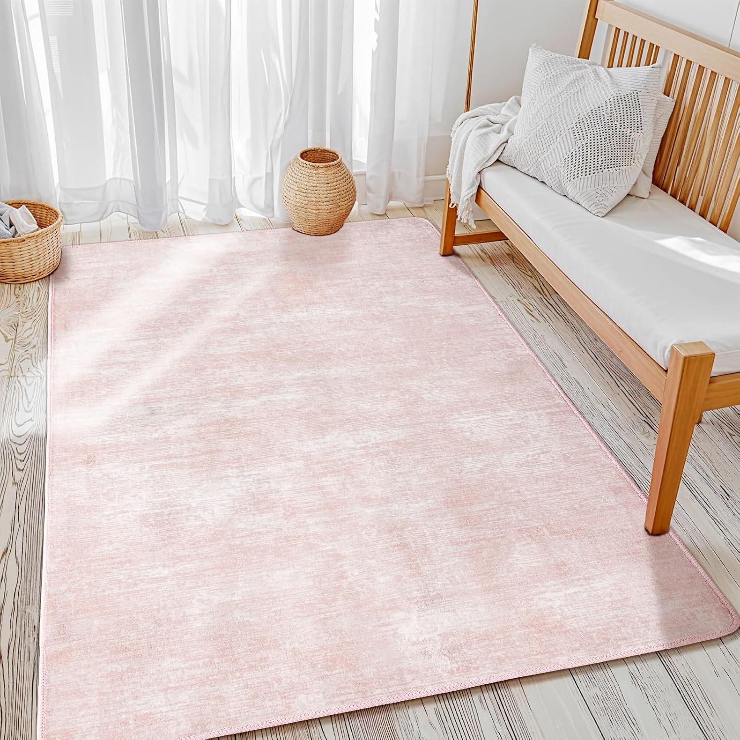 LIANLAM Washable Rug 8x10 Area Rugs for Living Room - Stain Resistant Non-Slip Backing Boho Rug for Bedroom,Durable & Ultra-Thin Vintage Large Area Rug(8x10,Black)