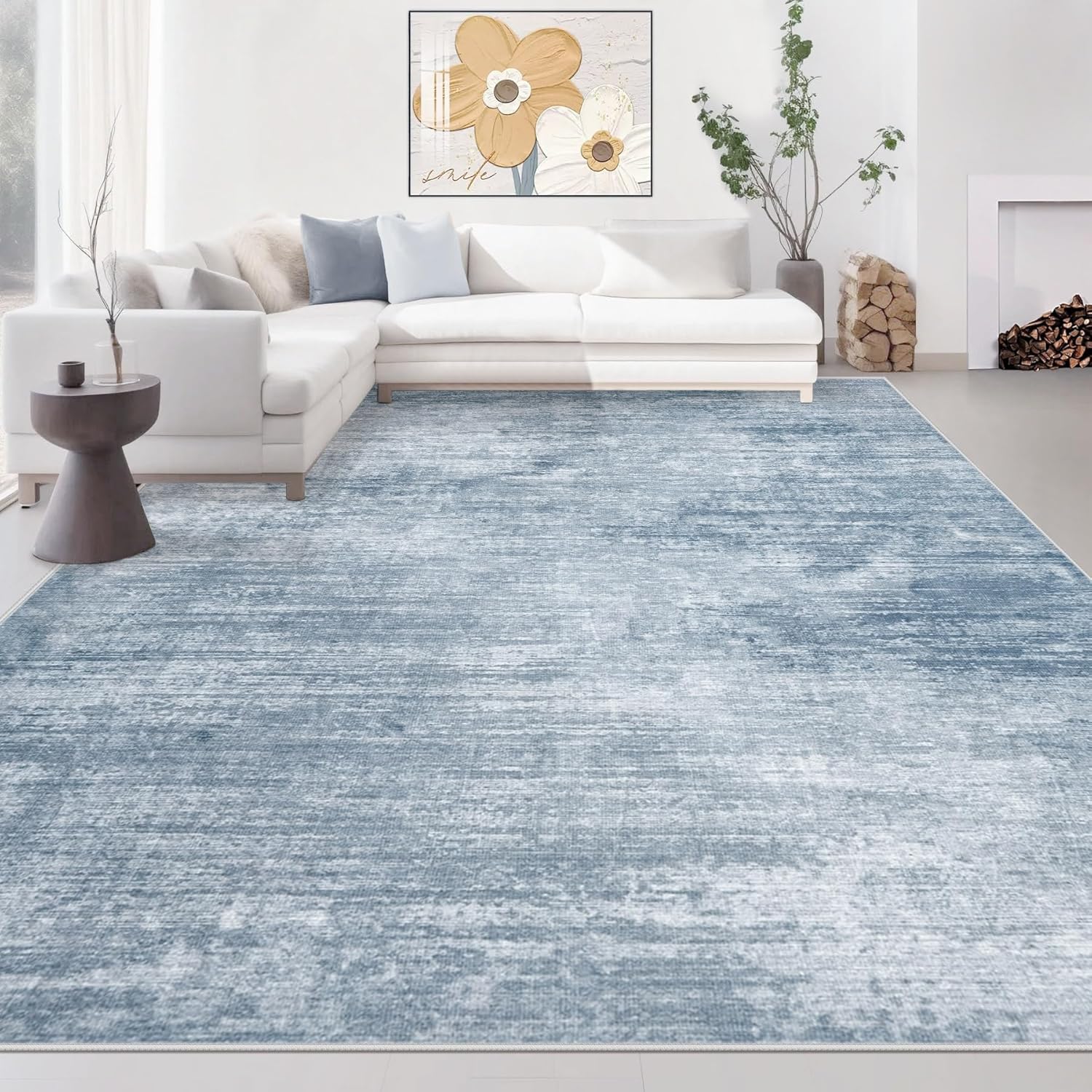 Area Rugs 8x10 Living Room: Washable Rug Modern Abstract Large Rugs Soft Non Slip Neutral Rug Stain Resistant Indoor Carpet for Bedroom Kitchen Dining Room Table Nursery Home Office Rugs(Beige,8'x10')