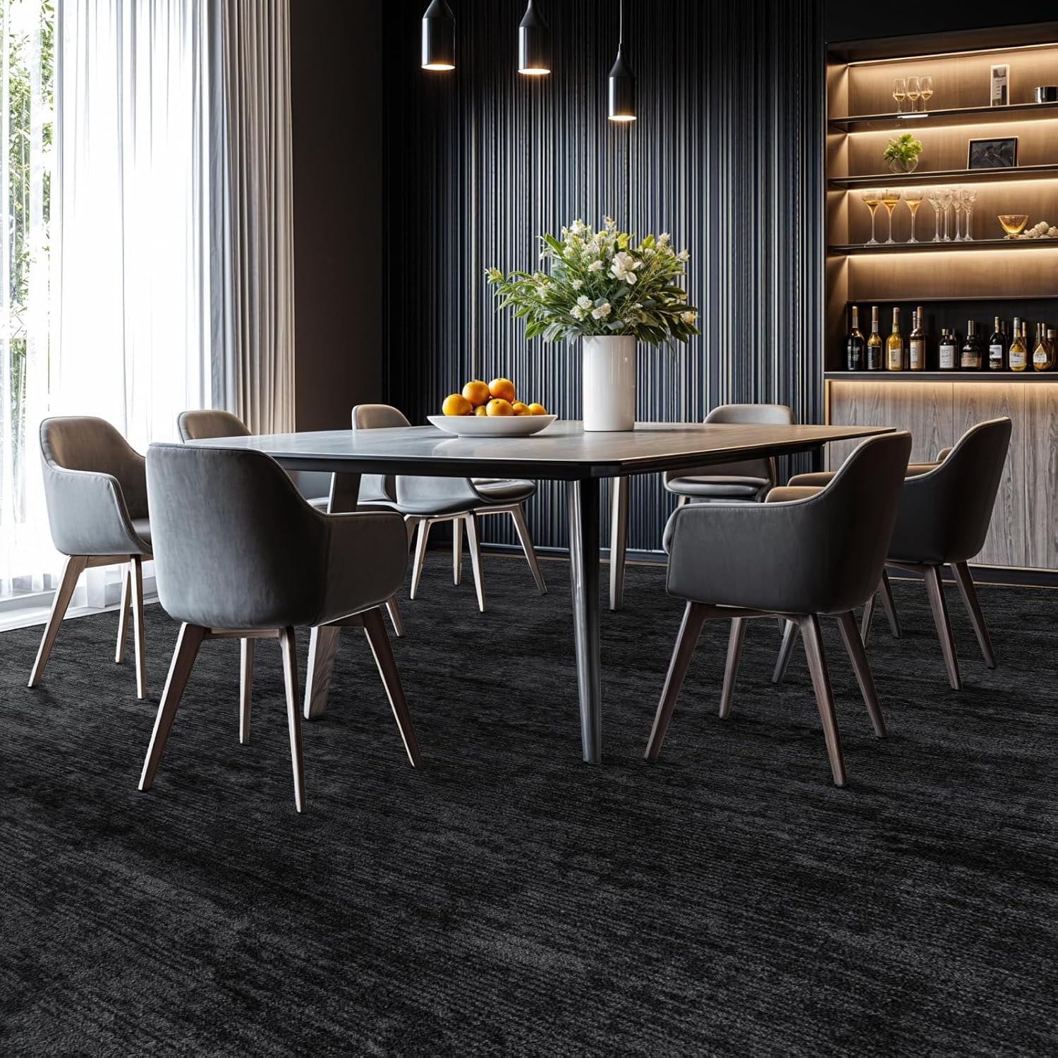 LIANLAM Washable Rug 8x10 Area Rugs for Living Room - Stain Resistant Non-Slip Backing Boho Rug for Bedroom,Durable & Ultra-Thin Vintage Large Area Rug(8x10,Black)