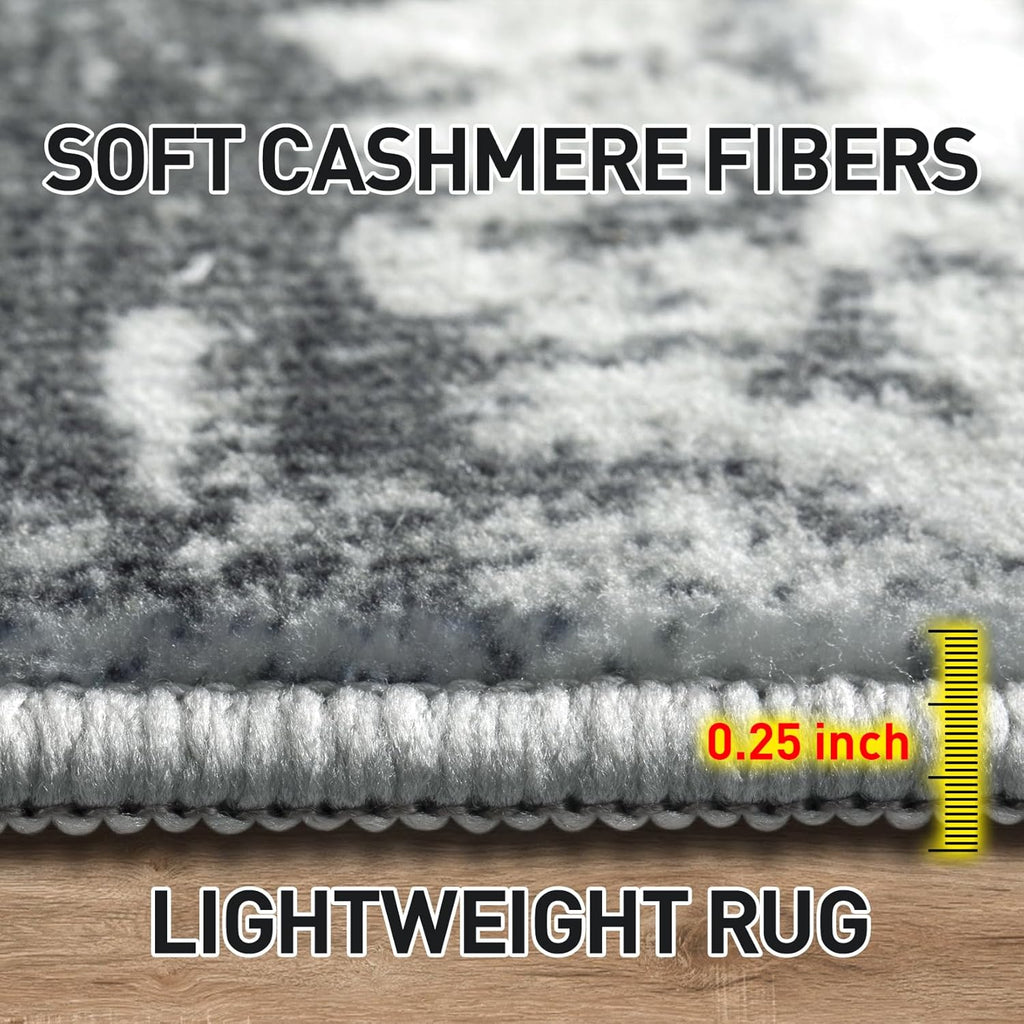 8x10 Area Rugs Washable Rug: Large Modern Abstract Living Room Rug Soft Anti-Skid Thin Carpet Indoor Floor Non-Shedding Carpets for Bedroom Dining Farmhouse Nursery Home Office Black Grey Gold