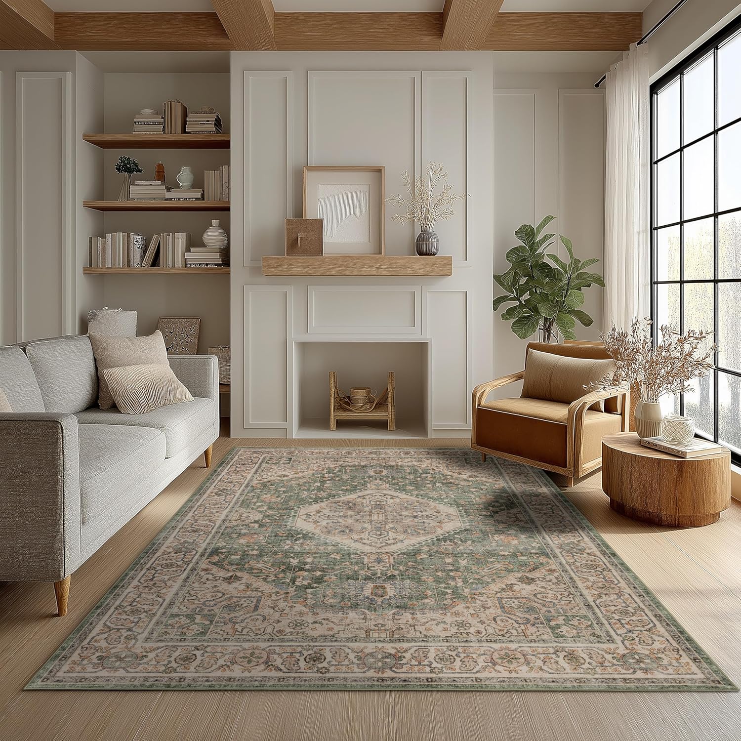 Ruaruarug Area Rug Non Slip Machine Washable Ultra Soft Living Room/Bedroom/Kitchen/Outdoor/Classroom Black Grey, 8'×10'