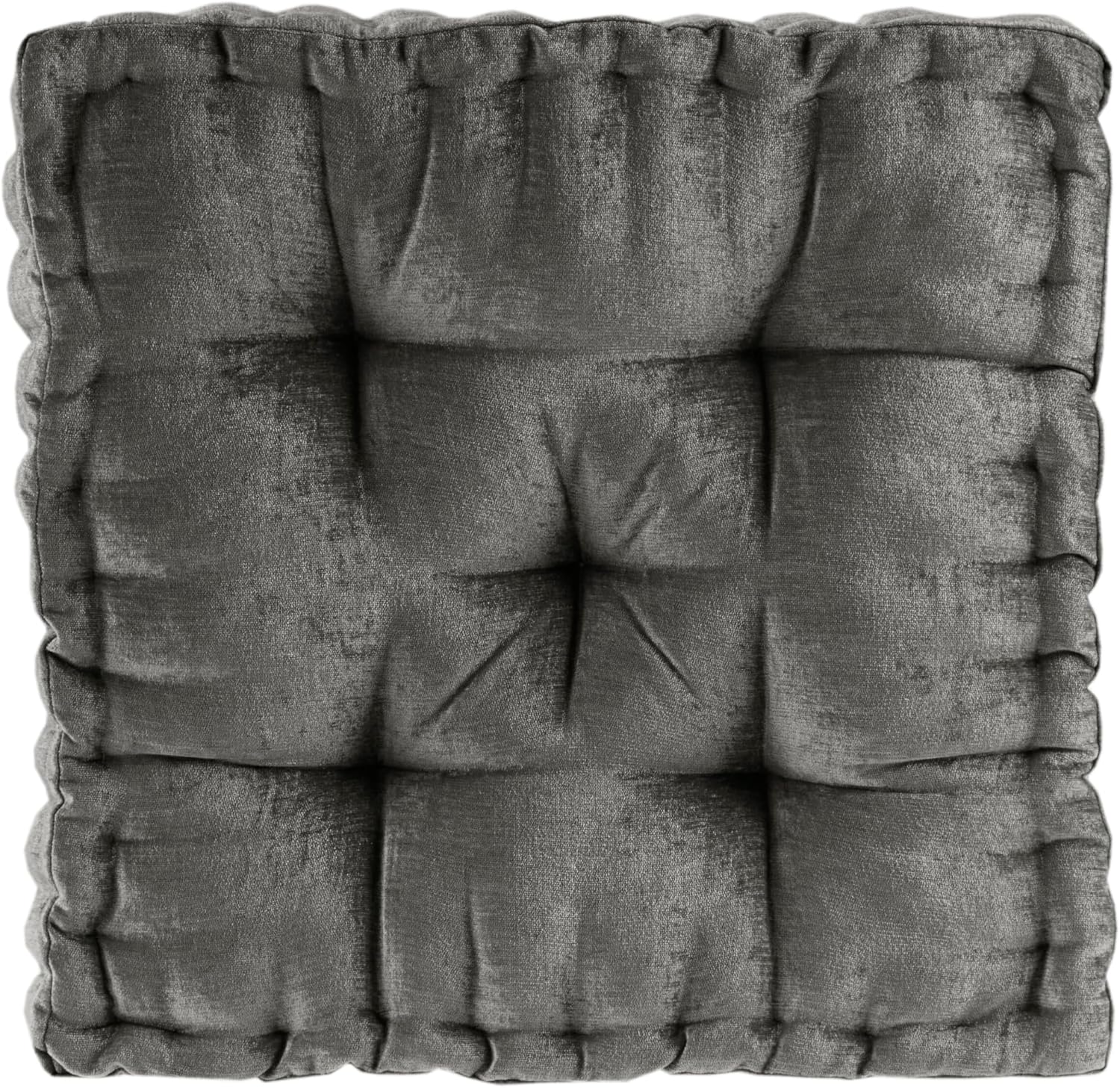 Intelligent Design Loretta Round Chenille Tufted Floor Pillow with Elegant Pleated Design, Large Boho & Vintage Decorative Throw Pillow for Sofa, Bed, or Chair, 22" x 6", Iovry