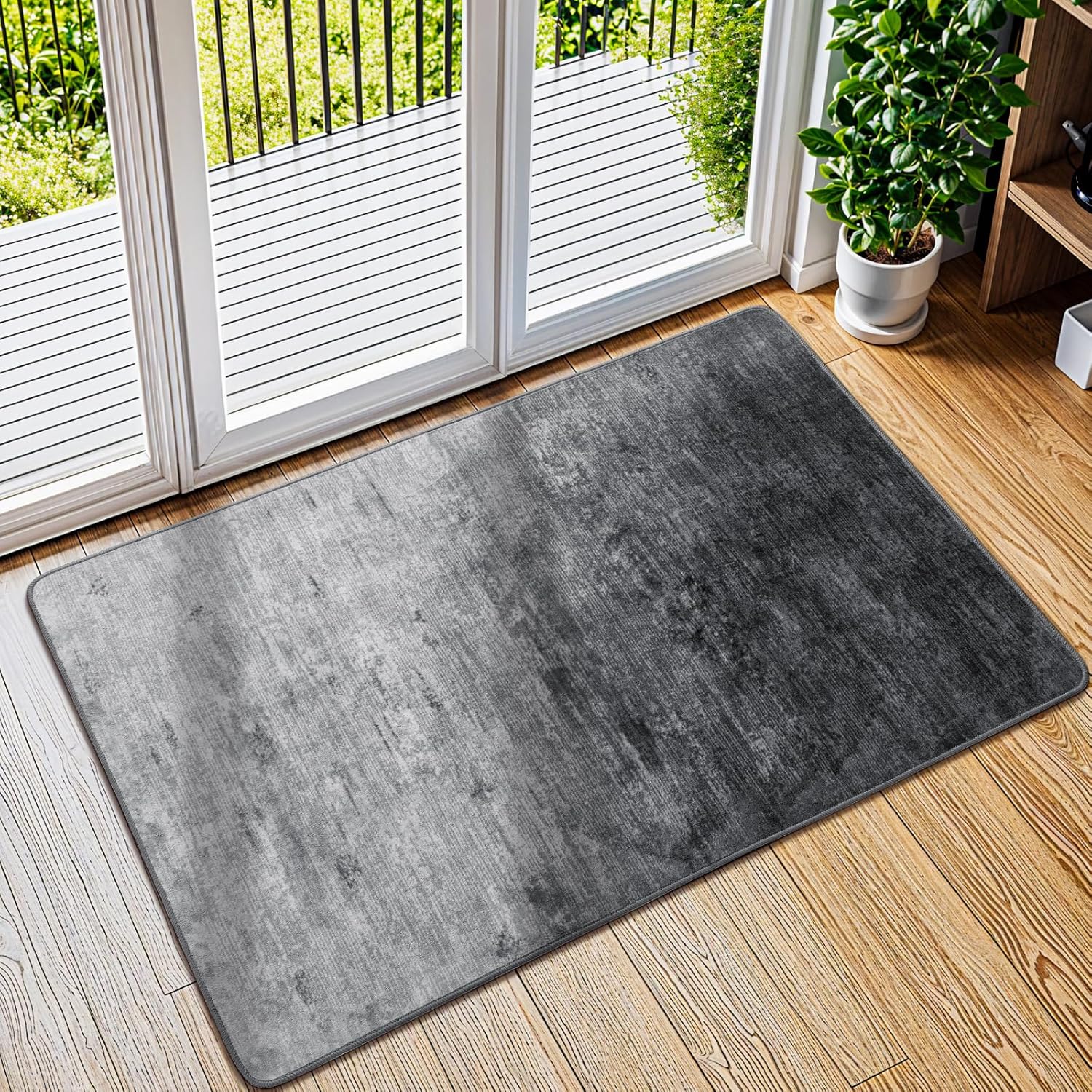 LIANLAM Washable Rug 8x10 Area Rugs for Living Room - Stain Resistant Non-Slip Backing Boho Rug for Bedroom,Durable & Ultra-Thin Vintage Large Area Rug(8x10,Black)