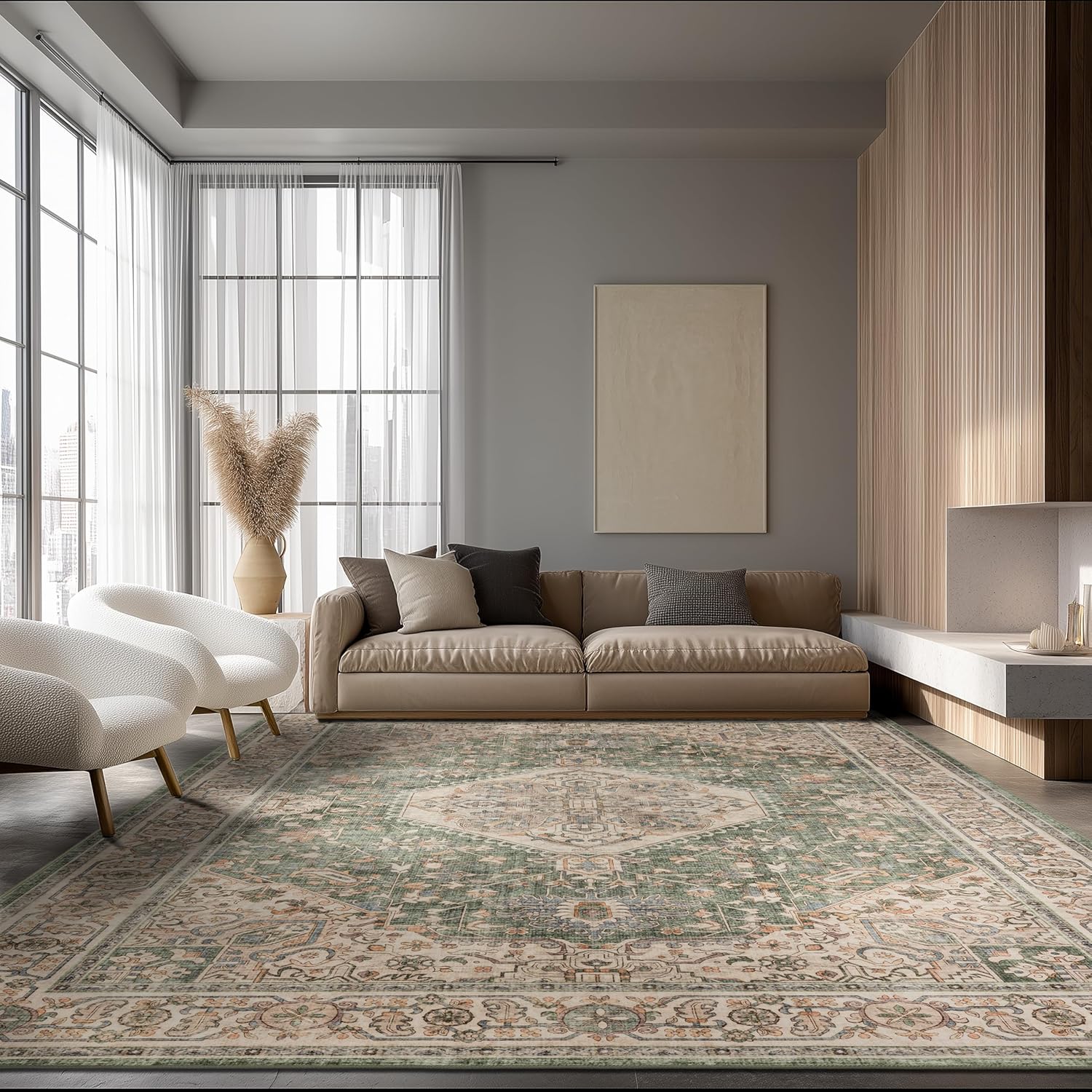 Ruaruarug Area Rug Non Slip Machine Washable Ultra Soft Living Room/Bedroom/Kitchen/Outdoor/Classroom Black Grey, 8'×10'